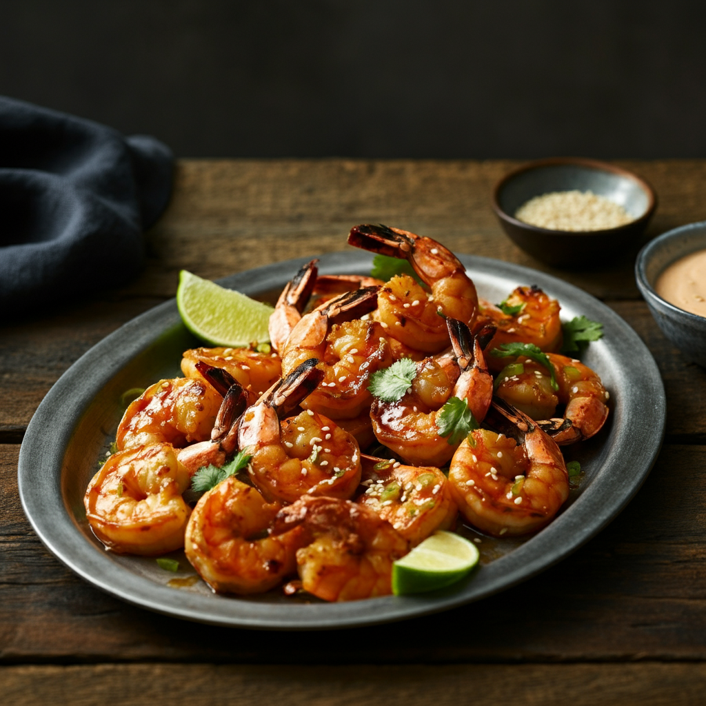 Grilled Prawns with Harry's Hot Honey Sriracha Glaze