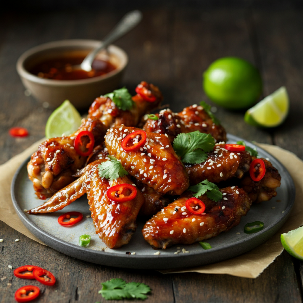Sticky Chicken Wings Recipe with Sriracha Mango Honey Dressing