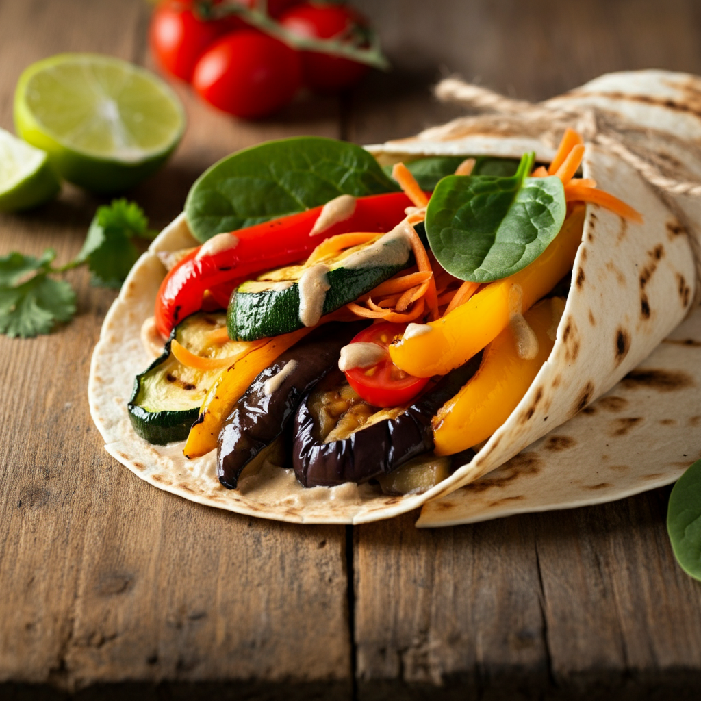 Ultimate Vegetarian Wrap with Coconut Satay Honey Dressing